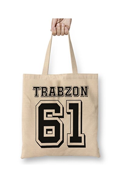 Toyaso 61 حقيبة تسوق من القماش الأبيض من ترابزون بمقبض طويل وحقيبة للشاطئ