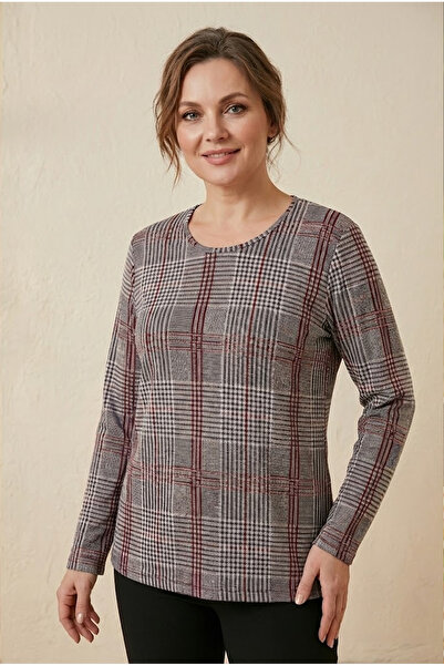 YXL COLLECTION Bluză pentru mamă, cu carouri, moale, mărime mare material ela...