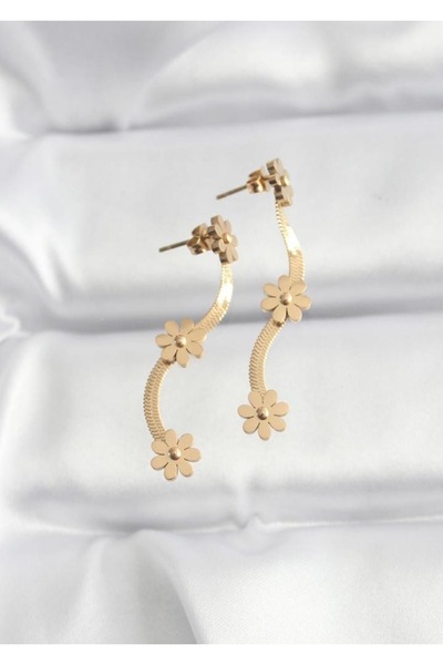 Papatya model itlyan zincir çelik gold küpe