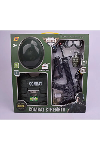 army Set militar cu vestă și cască, plastic, multicolor