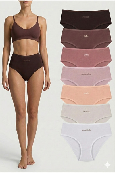 aldyoo Pachet de talie înaltă chiloți din bumbac material elastic cu model maro portocaliu alb