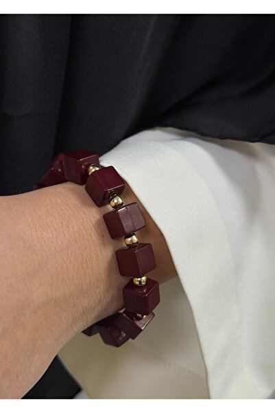 KİLİGİSTANBUL Bordo Cube Elastic Bracelet