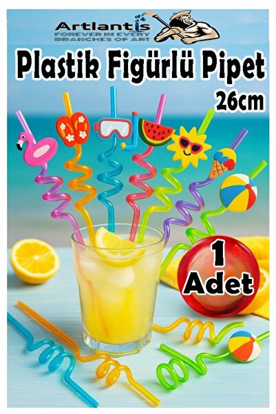 Artlantis Figürlü Pipet 1 Adet Sevimli Renkli Kıvrımlı Pipet 26 cm Dekoratif ...