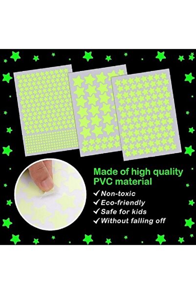 Original Deals RO Set 3 Folii cu 452 Stelute si Patratele Fosforescente, Diverse Dimensiuni, Original Deals®