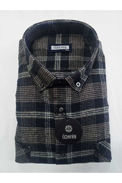 Özeniş Çift Cepli Kapaklı Kareli Kışlık Melanj Gömlek
