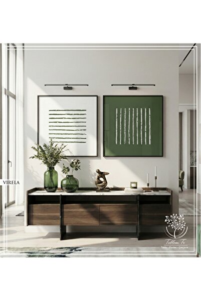 Tablomtr Virela - Dijital Baskılı Siyah Metal Çerçeveli Gerçek Camlı İkili Dekoratif Tablo