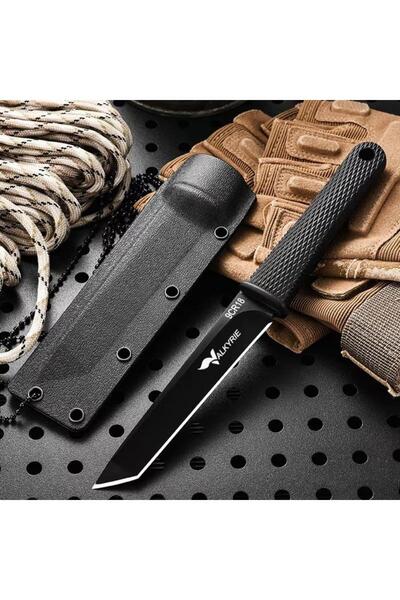 valkyrie Paslanmaz Soğuk Çelik Tırtıklı 9CR18 Boyun Askılı Kılıflı Kamp Av Bı...