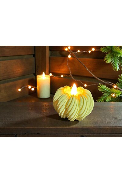 3D Baskı Bal Kabağı Tea Light Gece Lambası Turuncu | Pilli LED Işık | 6 cm*9 cm Alevsiz