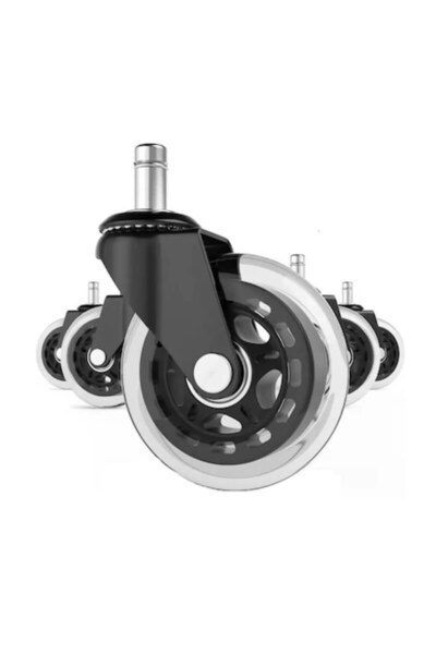 Edman Set de 5 roți pentru scaune de birou din poliuretan transparent durabil