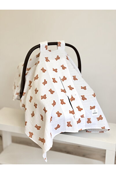 Jr Bunnies غطاء عربة أطفال من قطن الموسلين تيدي