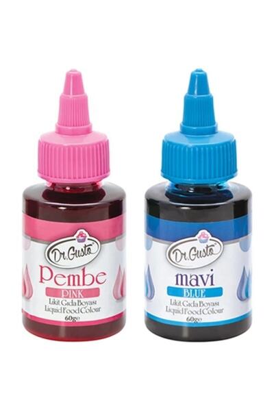 Dr. Gusto Dr Gusto Su Bazlı Likit Gıda Boyası 2 Adet Pembe-mavi 60gr