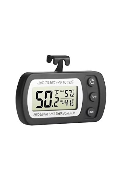 Edman Termometru pentru frigider, LCD, cârlig, memorie min/max, rezistent la apă, negru