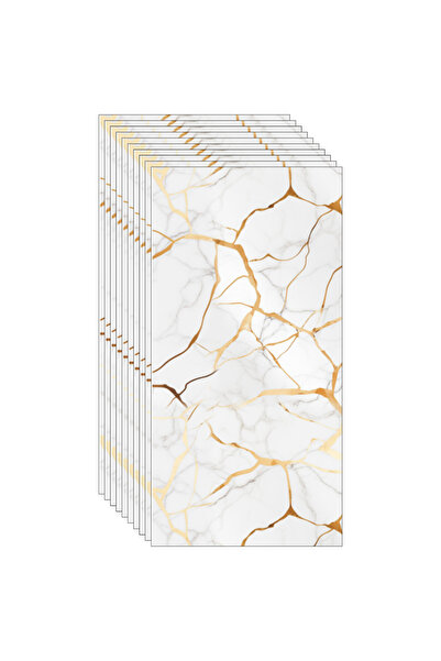 SDEPOT 50 plăci de tapet SDEPOT®, 2 mm, 30x60 cm, imitație de marmură, alb cu model auriu antic