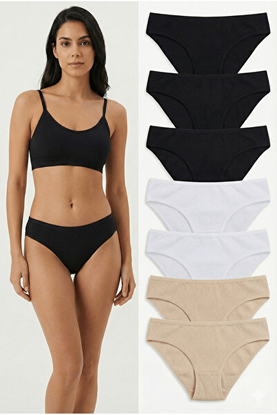 aldyoo 7-Piece Black White Beige Cotton Slip Stretch Fabric Panties