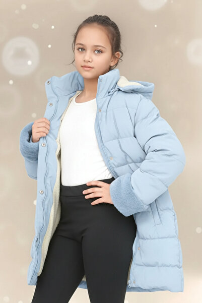 Wild Flower معطف طويل للفتيات بتفاصيل على الأكمام والياقة، مريح وأنيق، بطانة ...