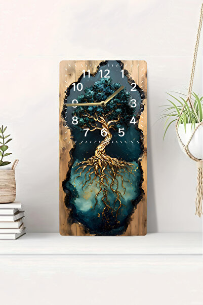kutuTR 3D Looking 2D Uv Printing Mdf Painting Clock 20X40 cm Modern Wall Clock-Dts017
