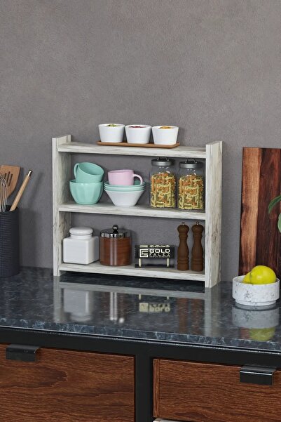 Reyo Falez Mutfak Rafı Organizer Çok Amaçlı Düzenleyici Tezgah Üstü Raf Beyaz...