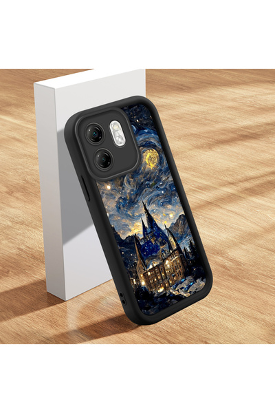 ucuc حافظة سيليكون سوداء بنمط السماء الساحرة المتوافقة مع هاتف Infinix Smart 9