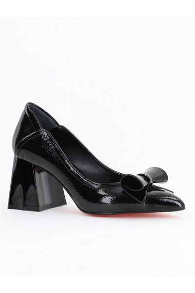 Nicoletta Pantofi Damă cu Toc Gros Negru lac din Piele Ecologică BS2010D2503224