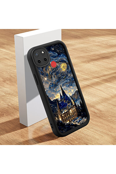 ucuc حافظة سيليكون سوداء متوافقة مع نمط السماء الساحر من Realme C25