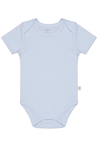 Civil Baby Solid Color Short Sleeve 3-9 Months Snap Fastener Bodysuit - Blue ...