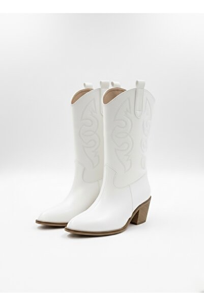 LOVE SHINE Lorvessa Nakışlı Kovboy Kadın Bot Bağcıklı Suni Süet Büyük Numara Western Şehir Stil