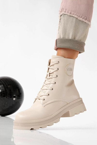 Zaira Ghete dama îmblanite bej din piele ecologica June #22660 - 40