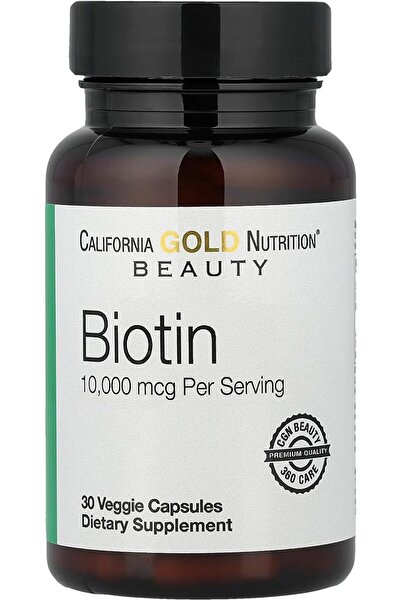 California gold التغذية، البيوتين، 10000 ميكروغرام، 30 كبسولة نباتية