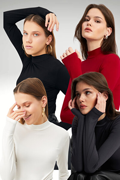 Bipantolon Women's Black White Burgundy Anthracite 4-Piece Finger Detail Bodysuit