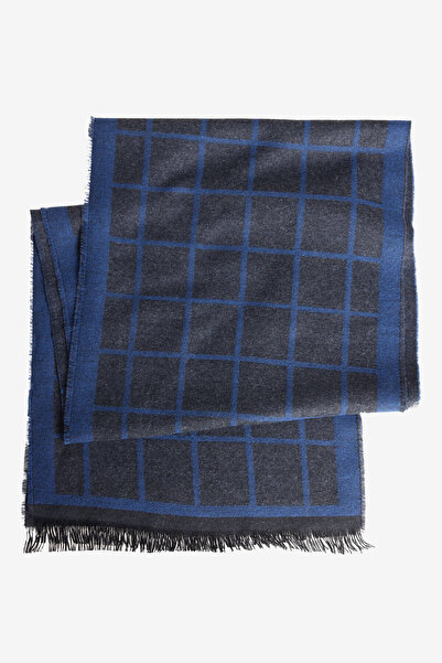 ALTINYILDIZ CLASSICS Men's Blue-Grey Soft Textured Warm Patterned Scarf