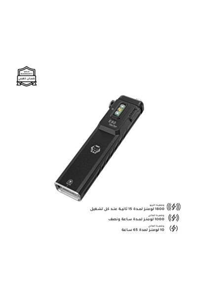 RovyVon مصباح يدوي بالأشعة فوق البنفسجية E80 Super King Black - 1800 لومن - 3000 واط