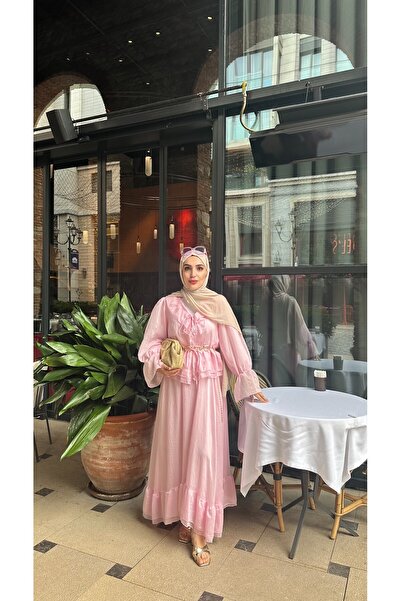 By esma eser Fırfırlı Trend Takım Pembe