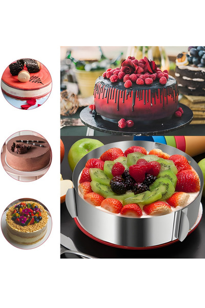 MHT قالب واحد من 16 إلى 30 سم! قالب كيك وحلويات قابل للتعديل من الفولاذ المقا...