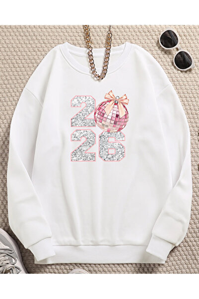 SUNFREE New Year Christmas Christmas 2026 Printed Cotton Circular Neck Sweatshirt