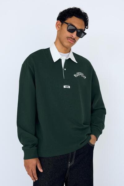 Bershka Boxy fit uzun kollu polo yaka tişört