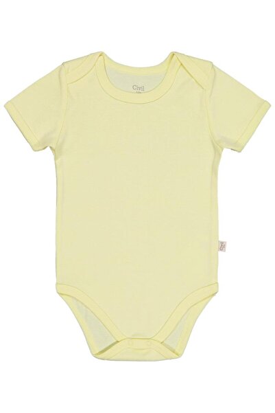 Civil Baby Solid Color Short Sleeve Snap Fastener Bodysuit - Yellow 1-3 Months