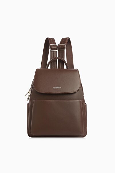 CENGİZ PAKEL Molly Women's Backpack with Flap - 7324 - Bitter Brown