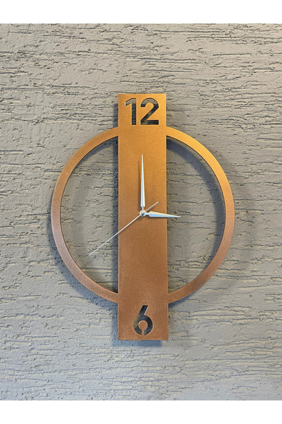 Nuvori Bakır-Altın Özel renk ve dizayn Duvar Saati - Sessiz Çalışan METAL Duv...