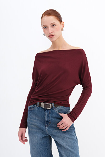 Addax Boat Neck Long Sleeve Blouse B190