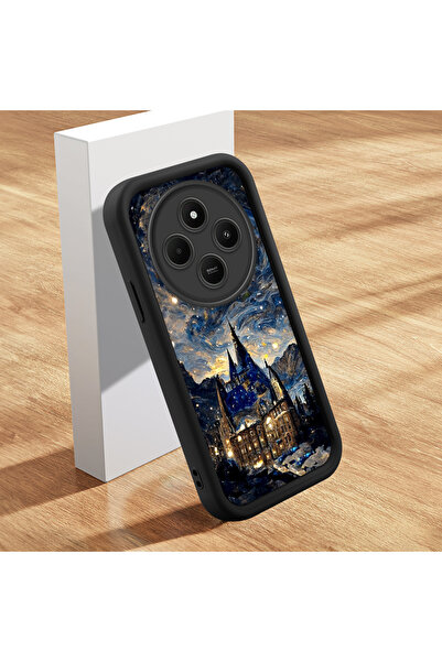 ucuc حافظة سيليكون سوداء متوافقة مع هاتف Xiaomi Redmi A4 بنمط السماء الساحرة