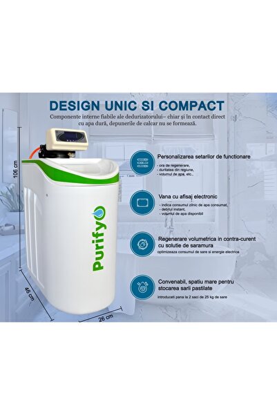 Purifyo Statie de dedurizare 5- 8 pers., Dedurizator apa profesional 26 L