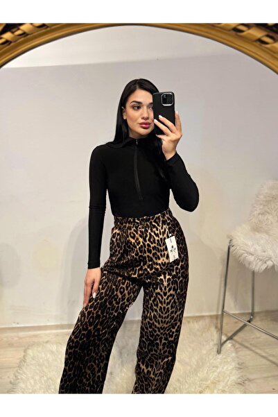 G LUNA Leopard Stripe Detail Trousers