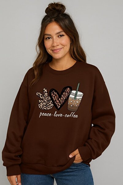 bb butik basic B cu imprimeu Sweat tricou T6034 cu fleece în interior