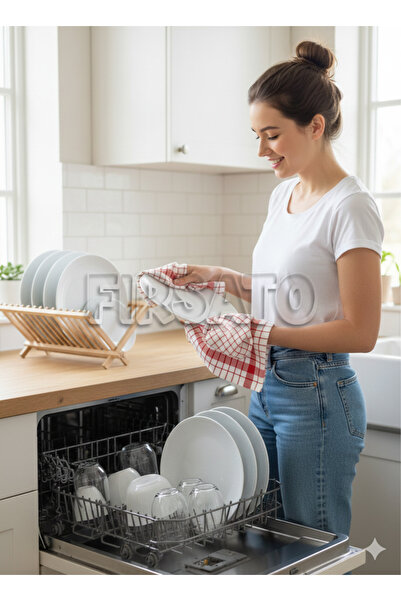 Fırsato PROMO 2'li Pamuklu Potikare ve Mini Kare Desenli Kurulama Bezi Seti (...