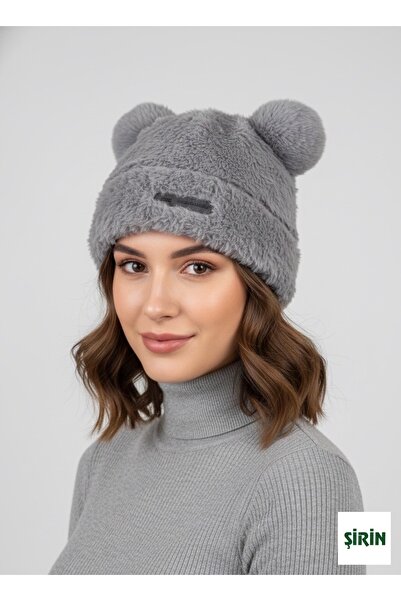 Şirin Giyim Aksesuar Ayıcık Şapka Kadın Ayı - Kulaklı Kışlık Bere Hayvan Figür