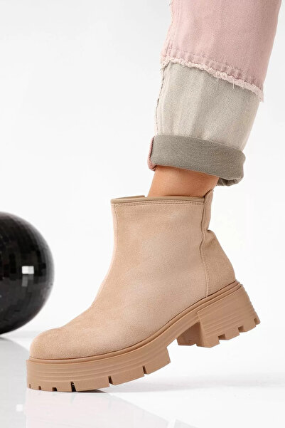 Zaira Γυναικείες χακί μπότες με επένδυση γούνας από οικολογικό δέρμα σουέτ Ad...