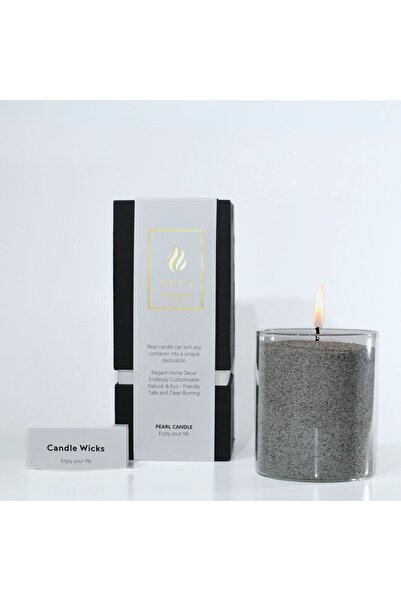 VEYA Lumânare din ceară cu perle – Gri taupe