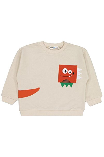 Civil Boys Pocket Letter Embroidered Sweatshirt for Ages 2-5 - Beige 2-3 Years
