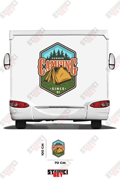 STİCKERCI BEY Camping Summer Written on Caravan Sticker Coating