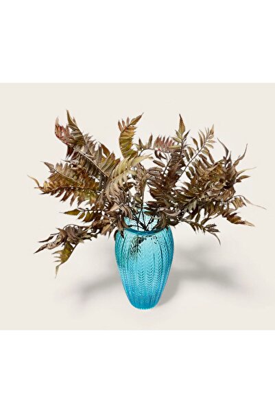 sedoshhomevision Light Blue Glass Vase Herringbone Pattern (H:17Cm)